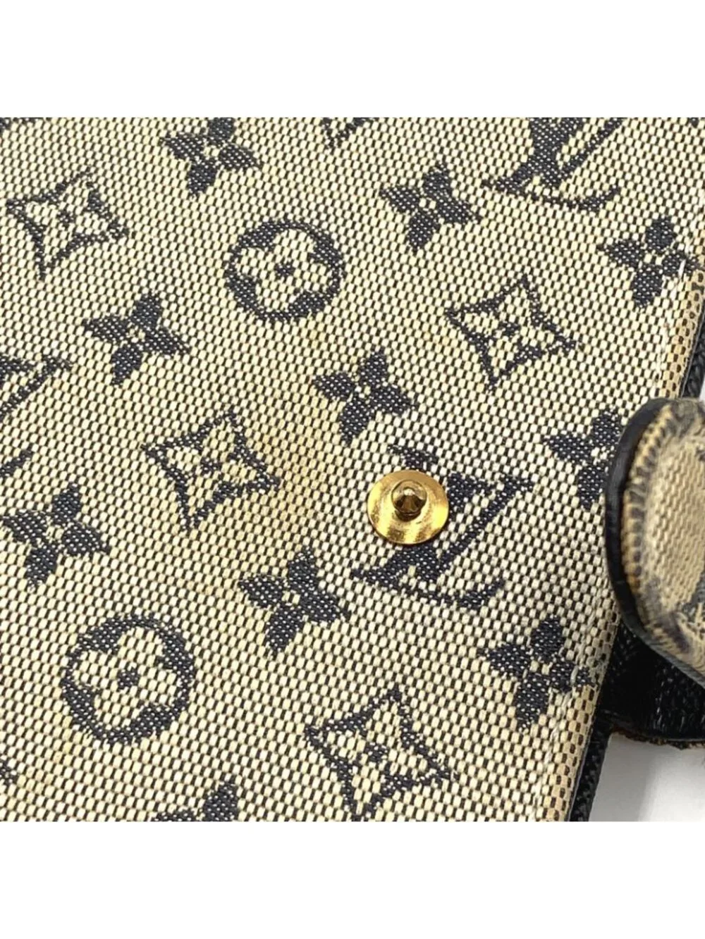 Louis Vuitton Monogram Mini Agenda PM Leather Canvas Navy Notebook Cover Gold